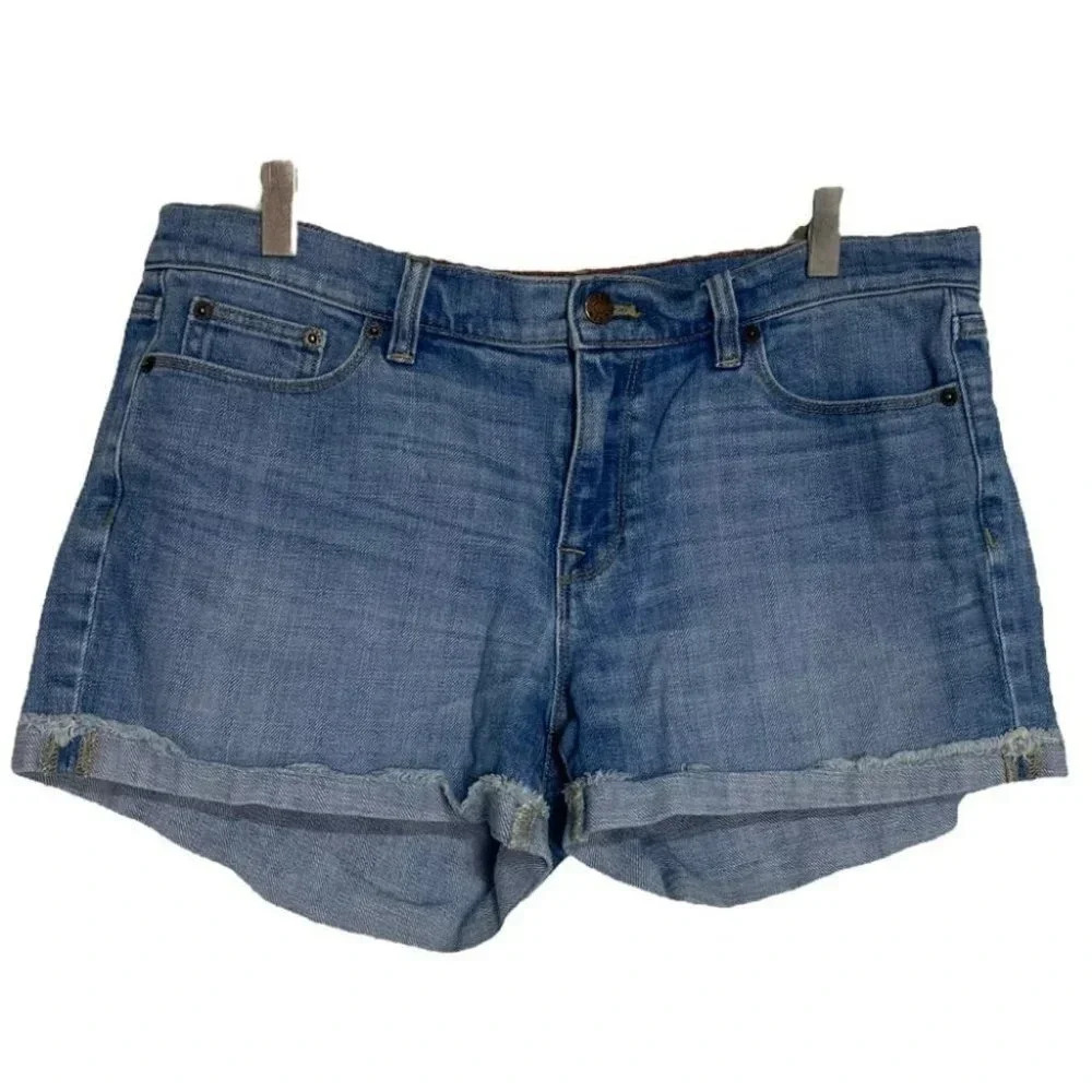 J.Crew Denim Shorts 29 Blue Stretch Raw Hem B8845 Medium Wash Cutoff
